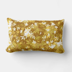 Modern Elegant Mustard Yellow Marigold Flowers Lumbar Pillow