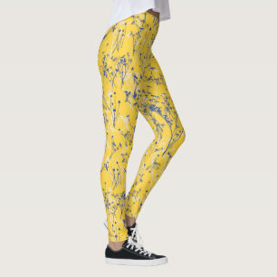 Modern Elegant Mustard Yellow Wildflowers Leggings
