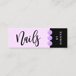 Modern elegant nail polish drops purple nails mini business card