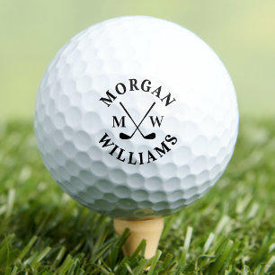 Modern Elegant Name Initial Monogrammed Golf Balls