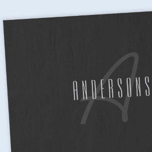 Modern Elegant Name & Monogram Dark Grey & Black Tissue Paper
