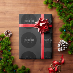 Modern Elegant Name & Monogram Dark Grey & Black Wrapping Paper