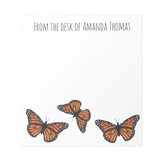 Modern Elegant Nature Simple Monarch Butterfly Notepad (Front)