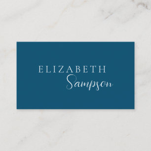 Modern Elegant Navy Blue and White Business Card