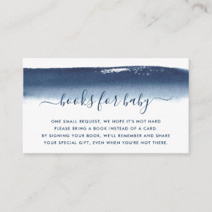 Modern Elegant Navy Blue Boy Books for Baby Shower Enclosure Card