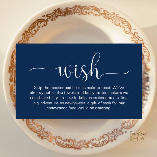 Modern Elegant Navy Blue Honeymoon Wish Fund Enclosure Card