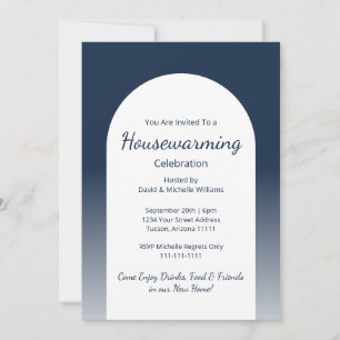 Modern Elegant Navy Blue Housewarming Party Invitation