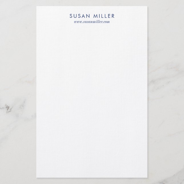 Modern Elegant Navy Blue Personal Stationery  (Front)