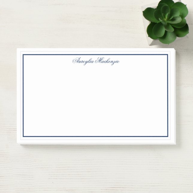 Modern Elegant Navy Blue Personalized Post-it Notes (Office)