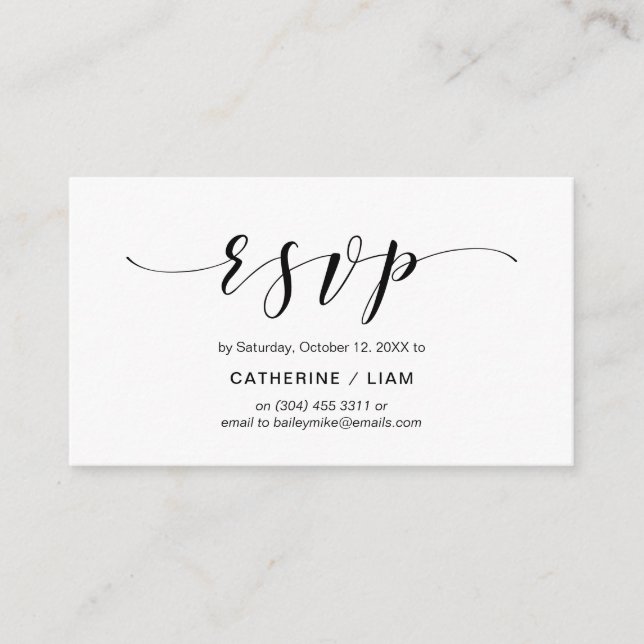 Modern Elegant, Navy Blue Script, Party RSVP Enclosure Card (Front)