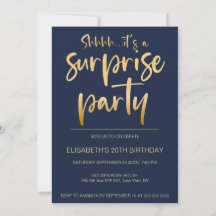 Modern Elegant Navy Blue Surprise Birthday Party
