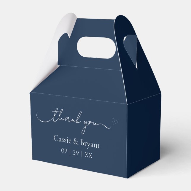 Modern Elegant Navy Blue Thank You Classic Favor Box (Front Side)