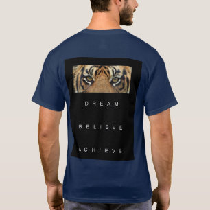 Modern Elegant Navy Blue Tiger Motivational T-Shirt
