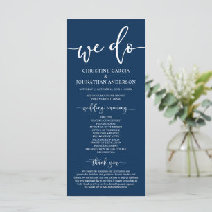 Modern elegant Navy Blue, Wedding Ceremony  Progra Program