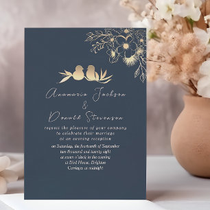 Modern Elegant Navy Blue Wedding Reception Invitation