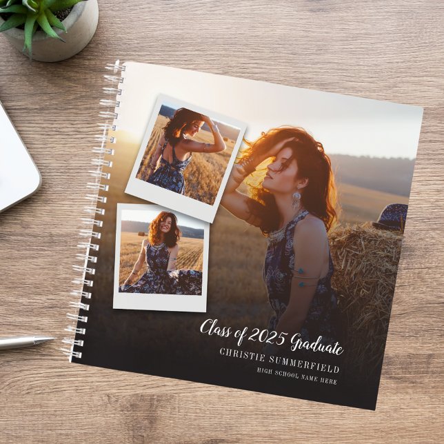 Modern Elegant Navy Script Photo Graduation Guest Notebook (Modern Elegant Navy Script Photo Graduation Guest Notebook)