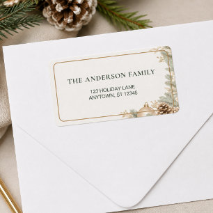 Modern Elegant Neutral Christmas Return Address Label