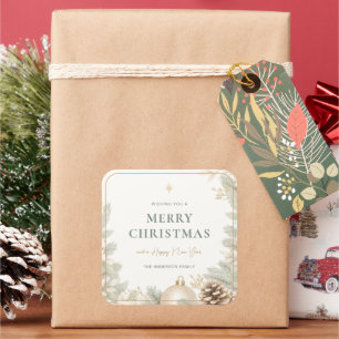 Modern Elegant Neutral Christmas  Square Sticker