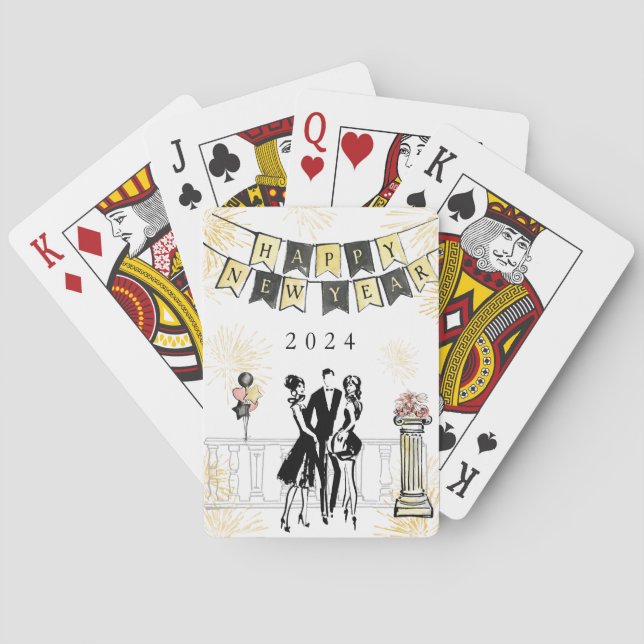 Modern Elegant New Year's Eve Party Playing Cards (Back)