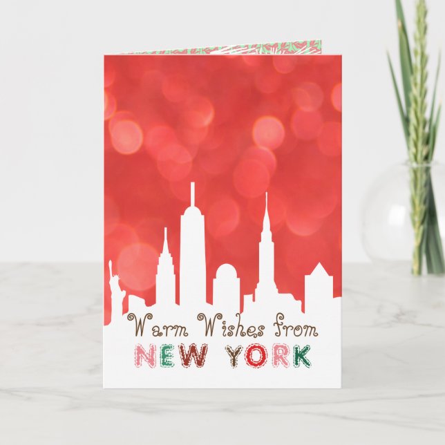 Modern Elegant New York City Skyline Greeting Card (Front)