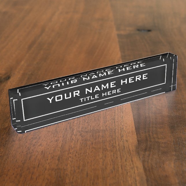 Modern Elegant Office Black Nameplate (Side)