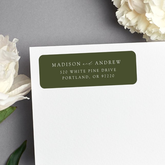 Modern Elegant Olive Green Adresse de retour (Créateur téléchargé)