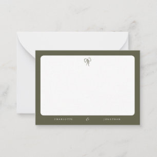 Modern Elegant Olive Green Wedding Card