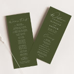 Modern Elegant Olive Green Wedding Program<br><div class="desc">Elegant wedding program featuring a modern white calligraphy script with an olive green background to create a design that is perfect for weddings of all styles and seasons. Personalize the front of the modern wedding program with your names, wedding date and location, and order of the ceremony. The simple olive...</div>
