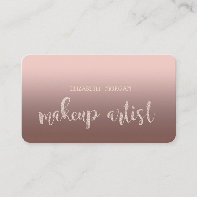 Modern Elegant Ombre Shiny,Makeup Artist Business Card (Front)