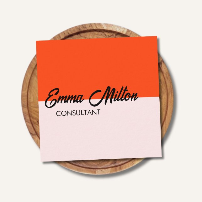 Modern Elegant Orange Rose Bold Consultant Square Business Card (Creator Uploaded)