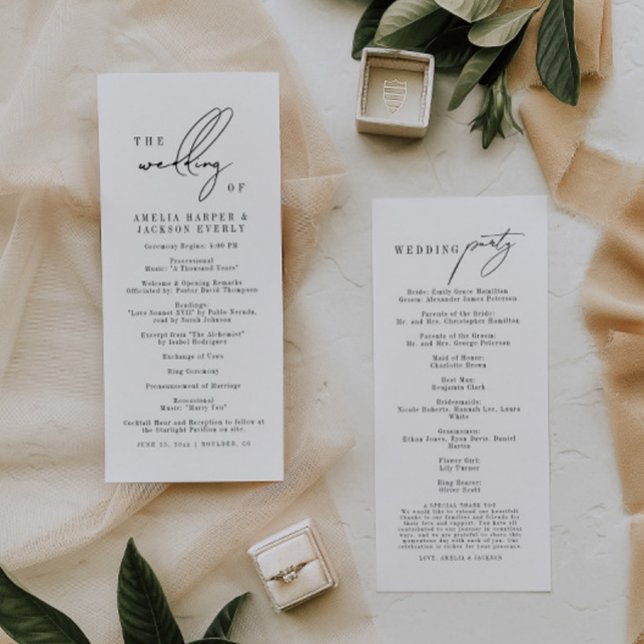 Modern Elegant Order of Events Wedding Program (Creator Uploaded)