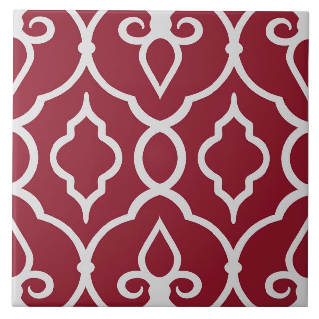Modern, elegant ornaments in burgundy, light grey tile (Front)