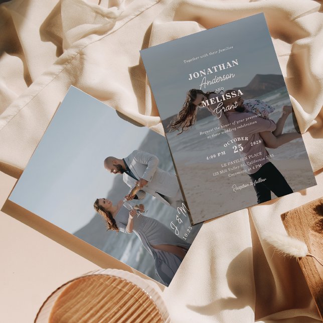 Modern Elegant Overlay Photo Script Wedding Invitation (Creator Uploaded)