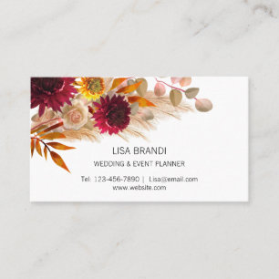 Modern Elegant Pampas Grass Floral  Business Card