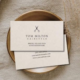 Modern Elegant Paper Texture Scissors Hairdresser Business Card