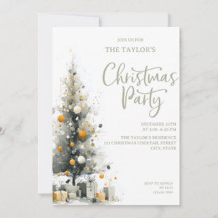 Modern Elegant Pastel Christmas Tree Party Invitation