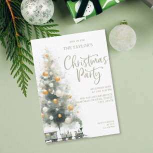 Modern Elegant Pastel Christmas Tree Party Invitation