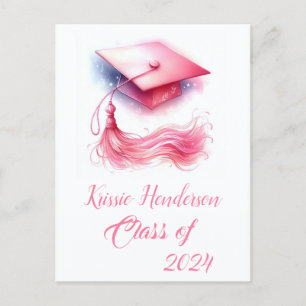 Modern Elegant Pastel Graduation Cap Postcard