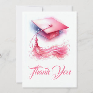 Modern Elegant Pastel Graduation Cap Thank You Card