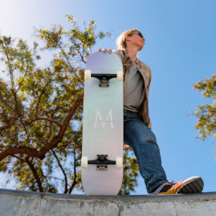 Modern Elegant Pastel Pink Mint Purple Gradient Skateboard