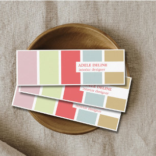 Modern Elegant Pastel Stripes Interior Designer Mini Business Card