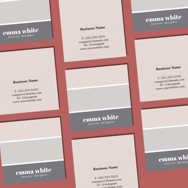Modern Elegant Pastel Stripes Interior Designer Square Business Card (Creator Uploaded)