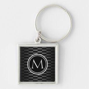 Modern Elegant Pattern and Monogram Keychain