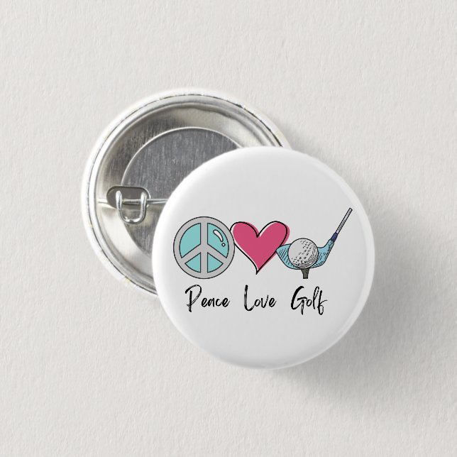 Modern Elegant Peace Love Golf Woman Golfer  1 Inch Round Button (Front & Back)