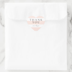 Modern Elegant Peach and White Stripes Heart Sticker