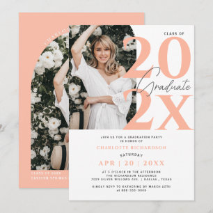 Modern Elegant Peach Graduation Party Photo Arch Invitation