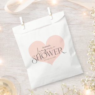 Modern Elegant Peach White Heart Lingerie Shower Favour Bag