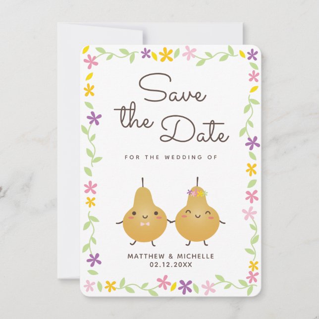 Modern Elegant Perfect Pair Wedding Save The Date (Front)