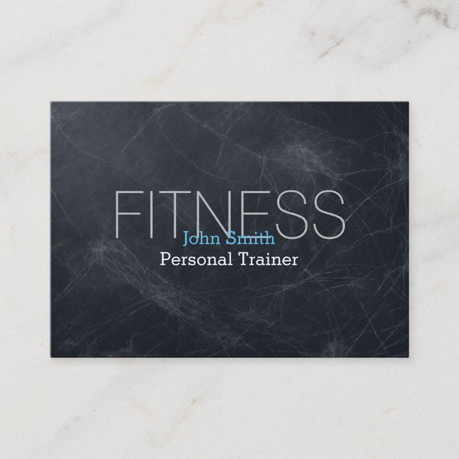 Modern Elegant Personal Fitness Trainer Chalkboard Business Card (Front)