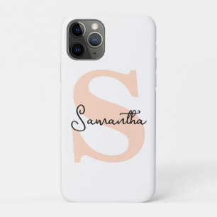 Modern Elegant Personalised Pink Monogram Initial iPhone 11 Pro Case